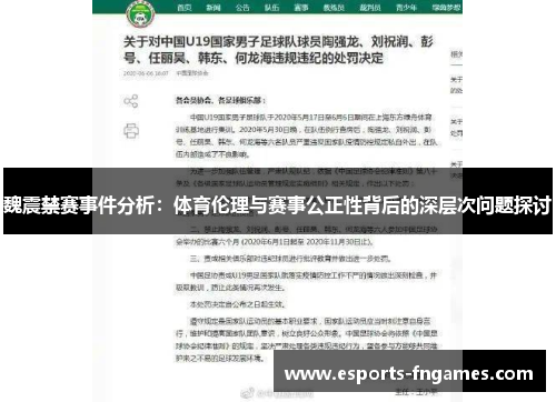 魏震禁赛事件分析：体育伦理与赛事公正性背后的深层次问题探讨